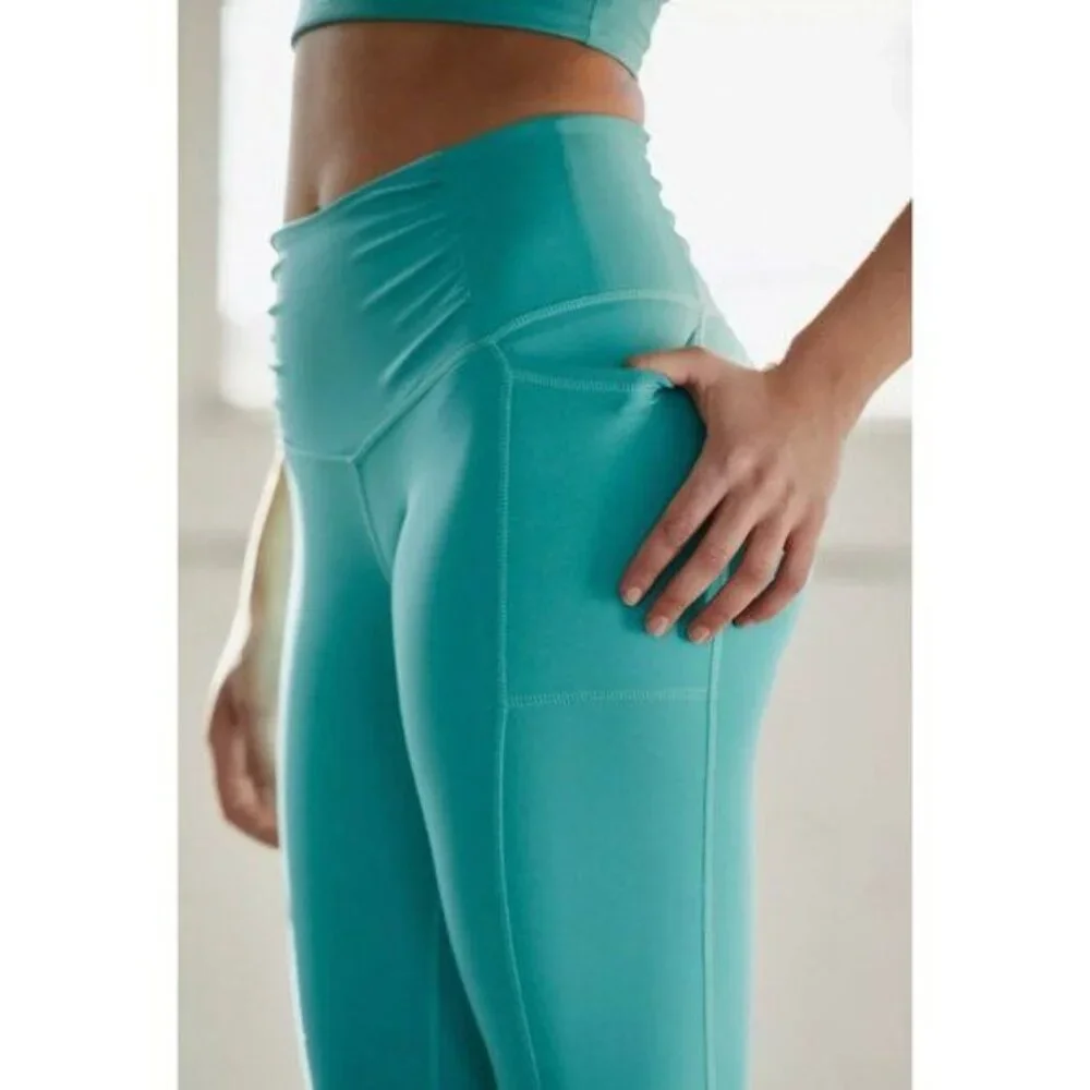 New Free People FP Movement Breathe‎ Easy Leggings Turquoise